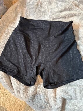 High-Waist Black Leopard Print Women’s Shorts